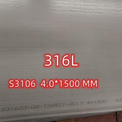 Breedte 10002000mm van DIN1.4404 SUS316L Plaat van het Legerings316/316l Austenitic Roestvrije staal
