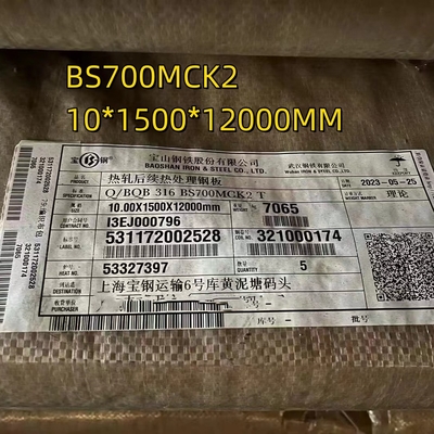 BS700MCK2 Hoge sterkte staalplaat warmgewalst S700MC 10*1500*12000mm Voor machinebouw