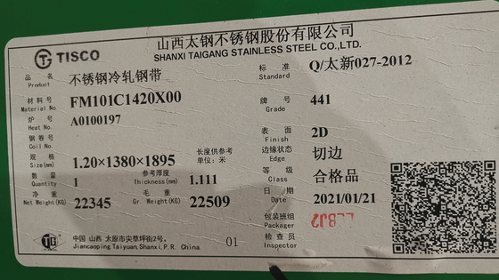 0.5mm 441 de Spiegel van DIN 1,4509 beëindigen Roestvrij staalblad voor Uitlaatsysteem