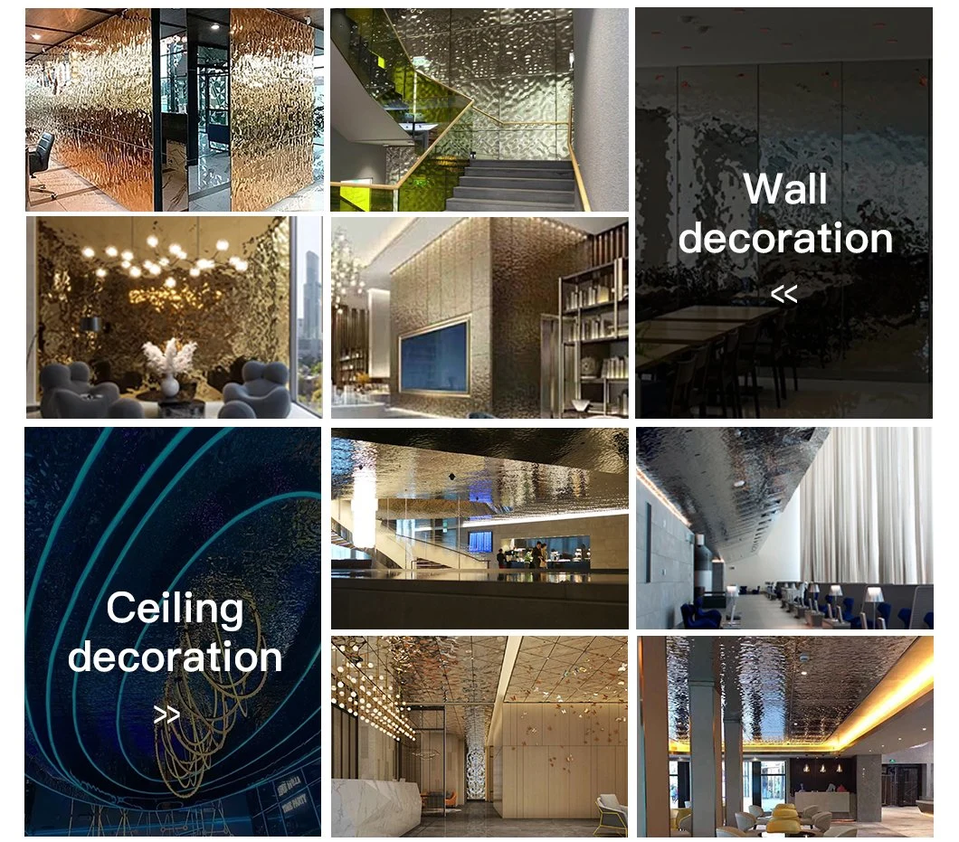 304/316 Water Wave Stamping Mirror Stainless Steel Sheet for Wall and Ceiling Decoration