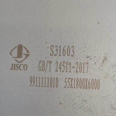 55 mm dik roestvrij staal 316L plaat 2000*6000 mm Din1.4404 s31603 12 mm dik SS plaat Klasse 316