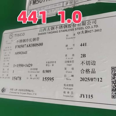 Stainless Steel Plate Materiaal SUS444 THK 3 mm LANGTE 2440 mm Breedte 1220 mm