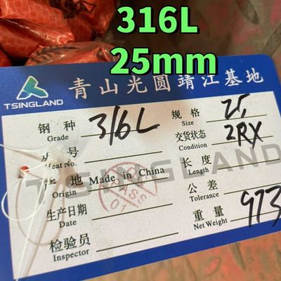 ASTM TP316L Koudgetrokken ronde staalstaaf SS 316L DIN1.4404 Solid Rod 25*6000mm