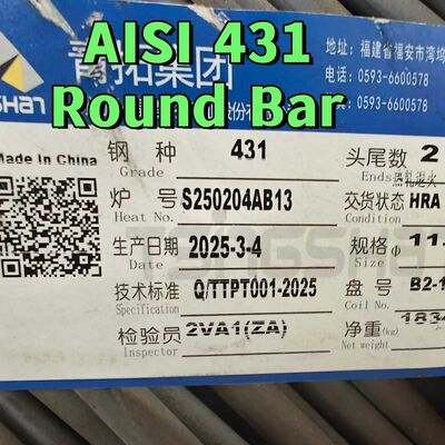 Warmgewalste SUS431-staaf van roestvrij staal, ronde staaf van kwaliteit 14cr17ni2 Aisi 431 DIN1.4057 75 mm zwarte staaf