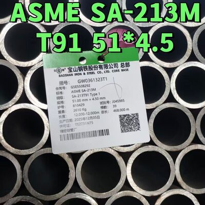 ASTM A213 T91 Naadloze Koudgetrokken Gewalste Gelegeerd Stalen Pijp 51*7MM Voor Hoge Temperatuur Ketel