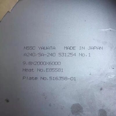 S31254 254 SMO Warmgewalste Roestvrij Staal Plaat F44 SA240 UNS S31254 Plaat 3.0*1219*2438mm