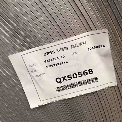 S31254 254 SMO Warmgewalste Roestvrij Staal Plaat F44 SA240 UNS S31254 Plaat 3.0*1219*2438mm
